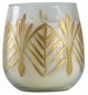 A & B Home Gold/White Leaf Pattern Round Soy Wax Candle-1
