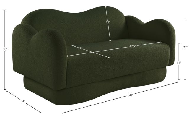 Meridian Furniture Bloom Green Teddy Fabric Loveseat-3