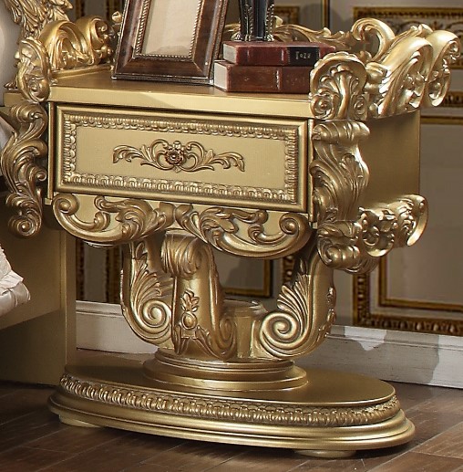 Homey Design Rococo 5-Piece Metallic Bright Gold Bedroom Set