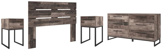 Signature Design by Ashley® Neilsville 4-Piece Multi Gray Queen Panel Headboard Set-0