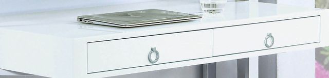 Coaster® Gemma Glossy White/Chrome 2-Drawer Writing Desk-3