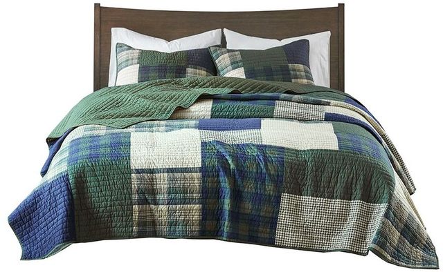 Olliix by Woolrich Mill Creek Green Full/Queen Oversized Cotton Quilt Set-0