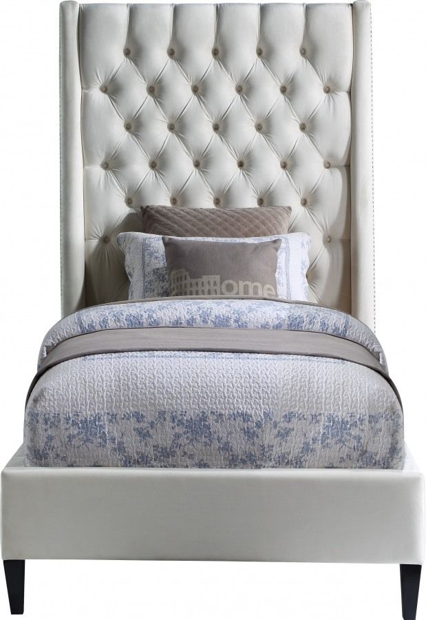 Meridian Furniture Fritz Cream Twin Upholstered Panel Bed-1