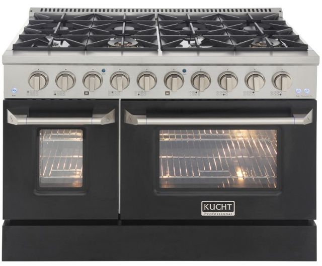 Kucht Professional KNG Series 48" Stainless Steel Pro Style Liquid Propane Gas Range with Black Door-0