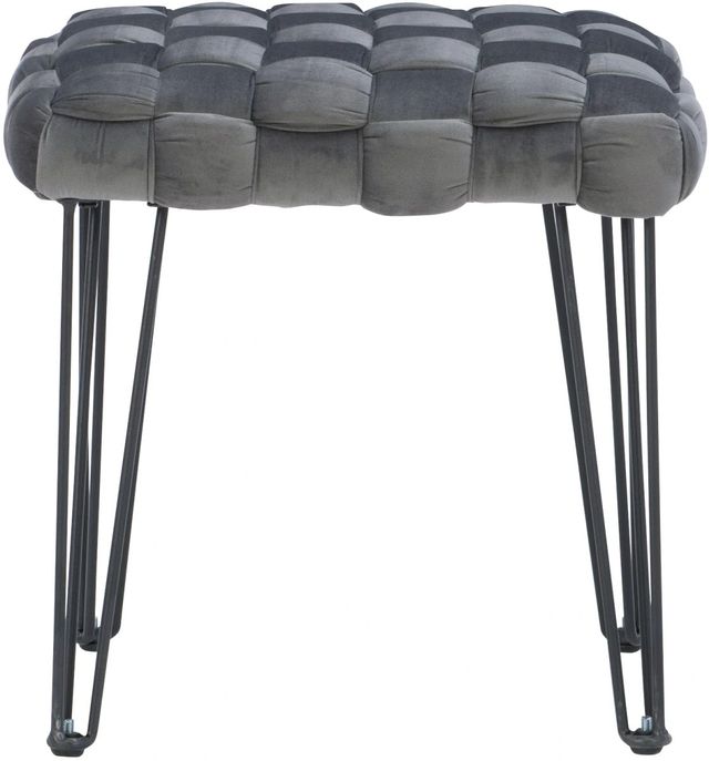 Powell® Neva Gray Square Ottoman Stool-1