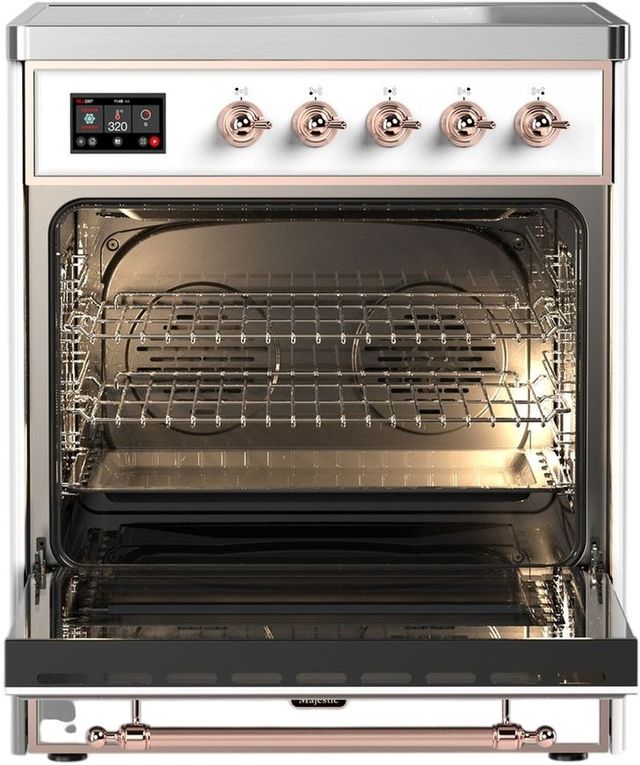 Ilve® Majestic III 30" White Pro Style Induction Range with Triple Glass Door and Copper Trim-1