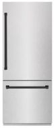 ZLINE Autograph Edition 30" 16.1 Cu. Ft Satin Stainless Steel Built In Bottom Freezer Refrigerator with Matte Black Accents-0