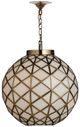 Currey & Company Polyhedron Antique Brass/White Medium Pendant-0