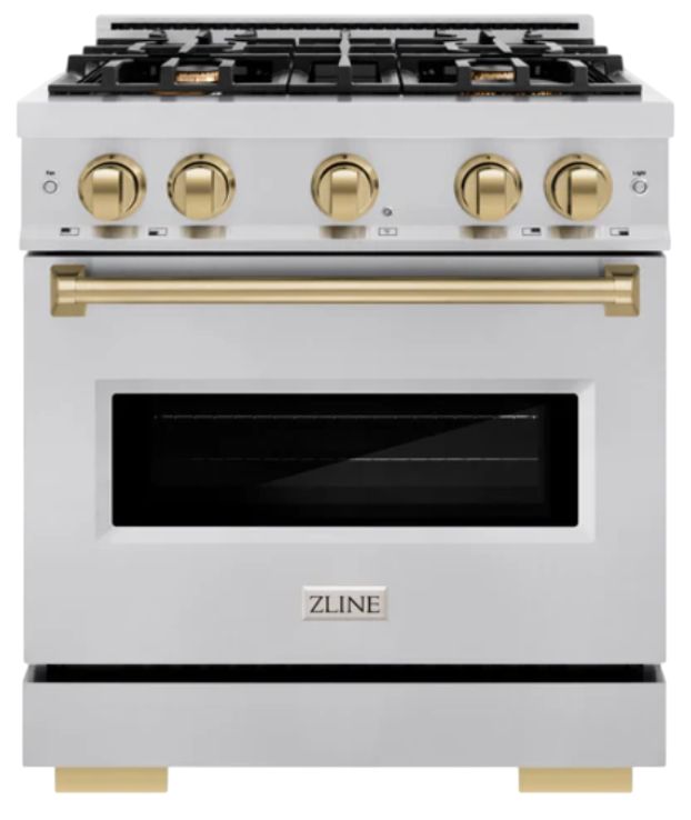 ZLINE Classic Autograph Edition 30" Stainless Steel Pro Style Gas Range with Champagne Bronze Accents-0