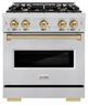 ZLINE Classic Autograph Edition 30" Stainless Steel Pro Style Gas Range with Champagne Bronze Accents-0