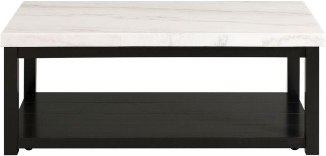 Elements International Marcello White Marble Top Coffee Table with Black Base-1
