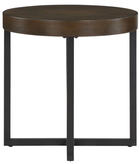 Steve Silver Co. Yukon Walnut End Table with Black Base-0