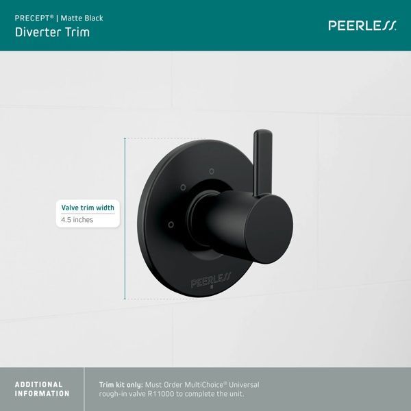  Peerless Precept® Matte Black 3-Setting Diverter Trim-3