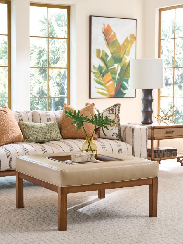 Lexington Home Customizable Crandon Park Leather Ottoman-1