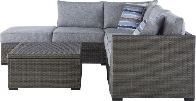 Signature Design by Ashley® Petal Road 4-Piece Gray Aluminum/Fabric Outdoor Conversation Set-3