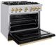 ZLINE Classic Series Autograph Edition 36" Stainless Steel Pro Style Dual Fuel Range with Black Matte Door and Polished Gold Accents-4