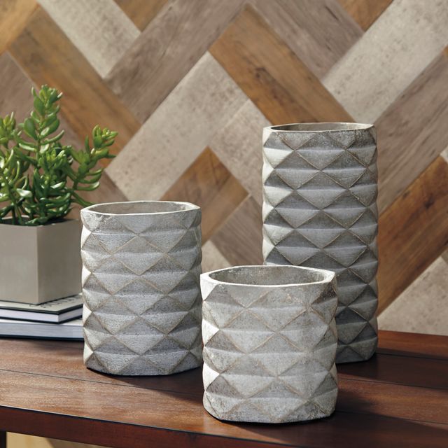 Signature Design by Ashley® Charlot 3 Piece Gray Vase Set-1
