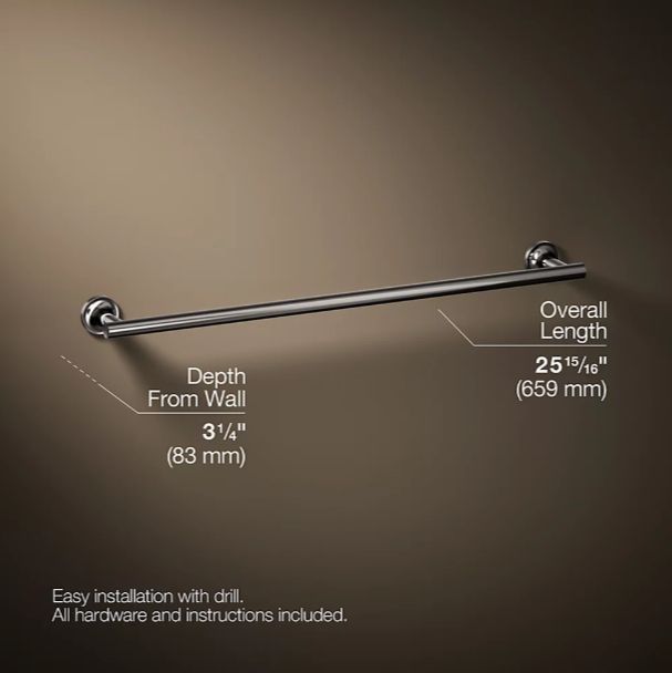 KOHLER® Purist® Vibrant Titanium 24" Towel Bar-2