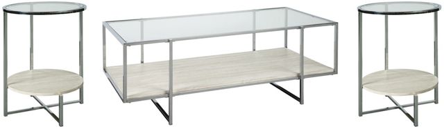 Signature Design by Ashley® Bodalli 3-Piece Ivory/Chrome Living Room Tables Set-0