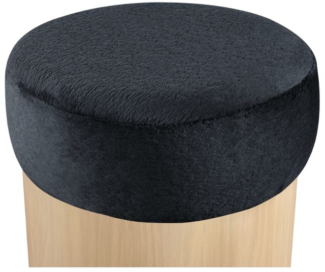 Meridian Furniture Nimes Black/Natural Velour Fur Ottoman-3