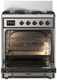 Ilve® Majestic III 30" Stainless Steel Pro Style Dual Fuel Liquid Propane Range with 5 Black Brass Burners and Burnished Trim-1