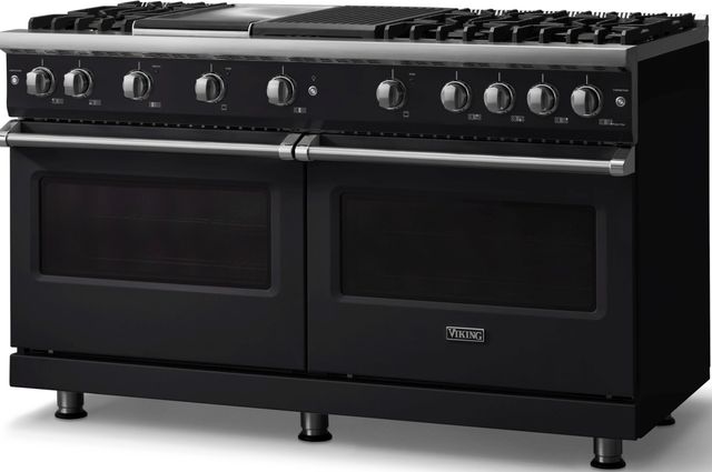 Viking® 5 Series 60" Onyx Pro Style Gas (NG) Range with Polished Chrome Trim-2