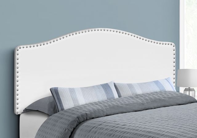 Monarch Specialties Inc. White Leather Look Queen Headboard-4