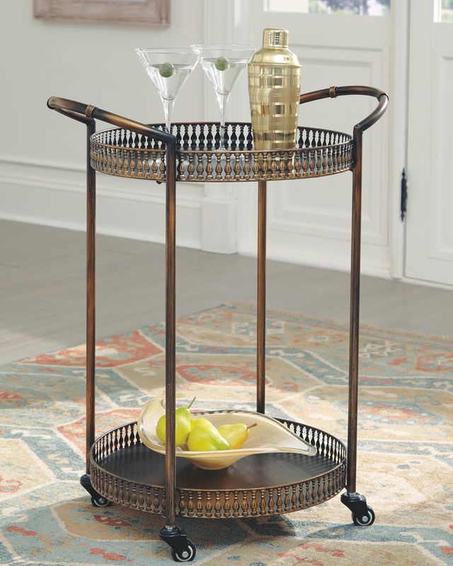 Signature Design by Ashley® Clarkburn Antique Bronze Bar Cart-3