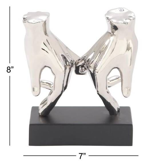 Deco Marche Black/Silver Hands Sculpture-2
