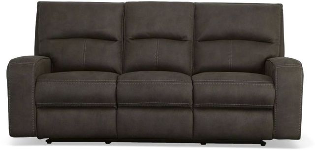 Flexsteel® Nirvana Grey Power Reclining Sofa with Power Headrests-1