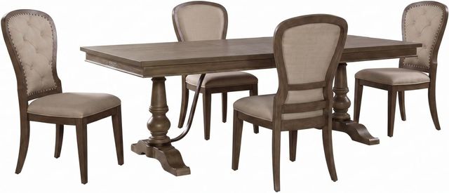 Liberty Furniture Americana Farmhouse 5-Piece Black/Dusty Taupe Trestle Dining Table Set-0