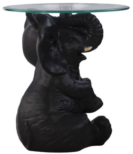 Powell® Ernie Glass Top Elephant Side Table with Dark Gray Base-3