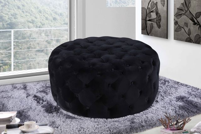 Meridian Furniture Addison Black Velvet Ottoman-1