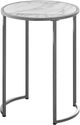 Monarch Specialties Inc. 24"H White Marble Look Accent Table with Silver Metal Base-0