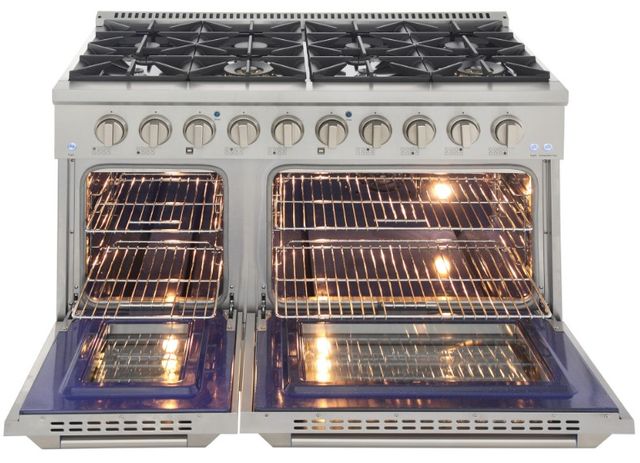 Kucht Professional KNG Series 48" Stainless Steel Pro Style Liquid Propane Gas Range with White Door and Gold Handle-1