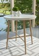 Signature Design by Ashley® Seton Creek White Aluminum/Stone Outdoor Bar Table with Beige Base-4