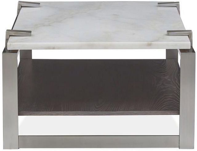 Magnussen Home® Paradox Pearl White Rectangular Cocktail Table with Platinum Frame -3