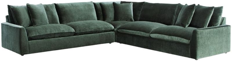 Carriage View 3-Piece Jade L-Shape Sectional