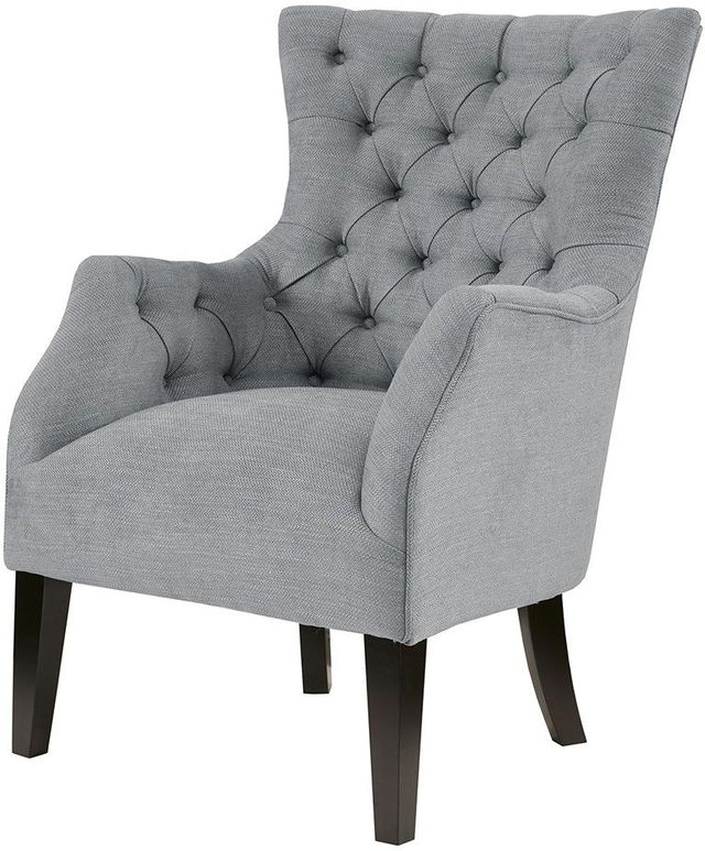 Olliix by Madison Park Grey Hannah Button Tufted Wing Chair-1