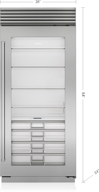 Sub-Zero® Classic Series 36" 22.9 Cu. Ft. Stainless Steel Right Hinge Column Refrigerator in Standard Glass Door-1
