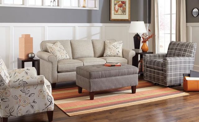 Craftmaster® Customizable Craftmaster Essentials Rolled Arms 3-Cushion Sofa-1