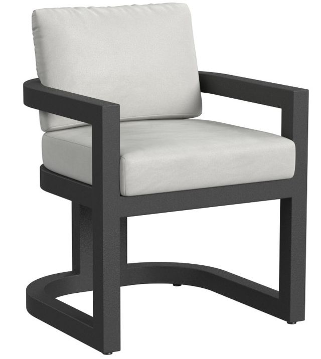 Sunset West Malibu Matte Coal Aluminum Outdoor Dining Arm Chair with Cast Silver Cushion-0