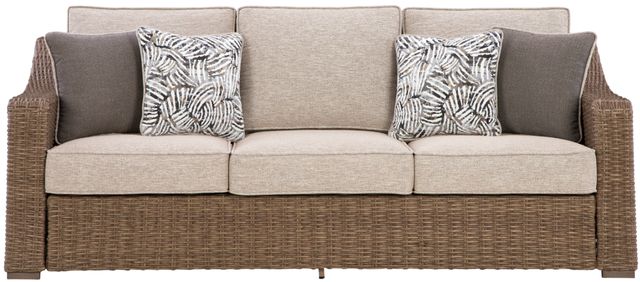 Signature Design by Ashley® Laguna Heights Beige/Gray Fabric/Resin Wicker Outdoor Sofa-2