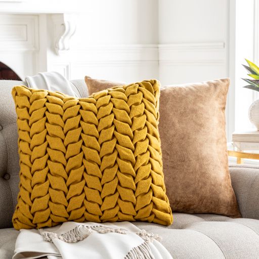 Surya Alana Mustard 20"x20" Toss Pillow with Polyester Insert-4