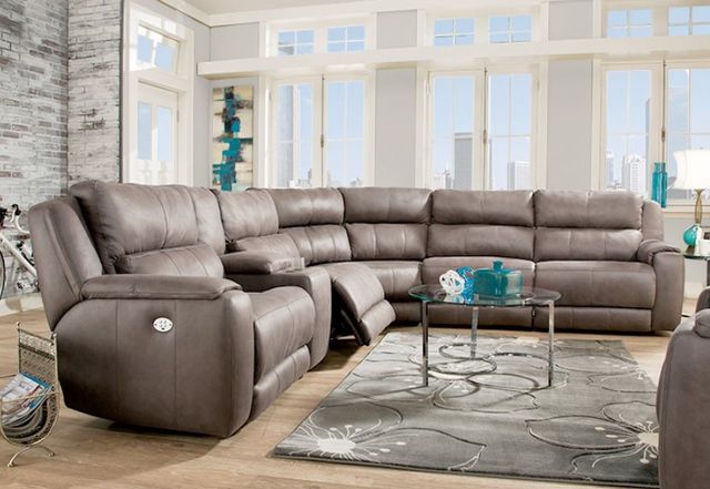 Southern Motion™ Customizable Dazzle 6-Piece Power Headrest Reclining Console Sectional with Cupholders-1
