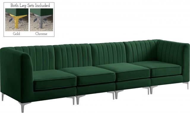 Meridian Furniture Alina Green Velvet Modular Sectional-1