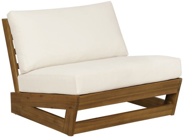 Linon Bluffton Natural/White Wooden Outdoor Chair with Cushion-0