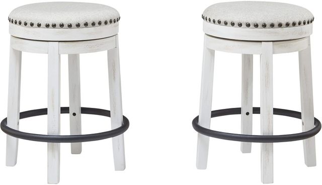 Signature Design by Ashley® Valebeck White Upholstered Swivel Bar Stool-3