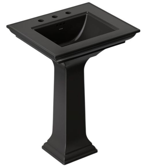 Kohler Memoirs® Stately Black 25" Widespread Rectangular Pedestal Bathroom Sink-0