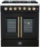 FORNO® Galiano Alta Qualita 30" Black and Antique Brass Pro Style Dual Fuel Range -0